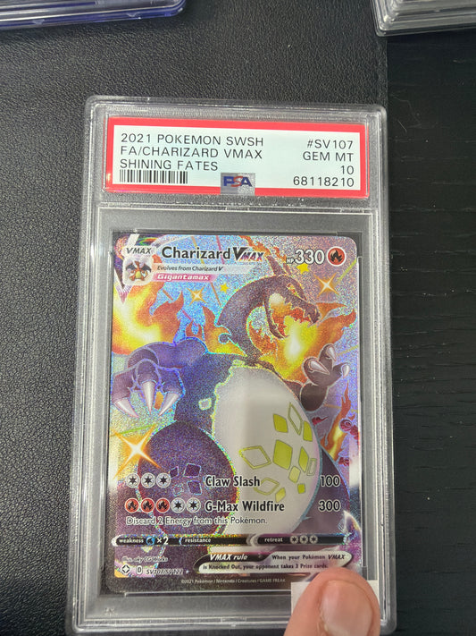 2021 POKEMON SWORD & SHIELD SHINING FATES #SV107 FA/CHARIZARD VMAX SHINING FATES PSA GEM MINT 10