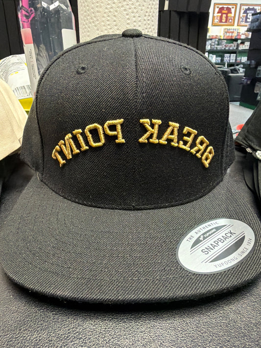 Backwards Break Point Flat Brim Hat Black With Gold
