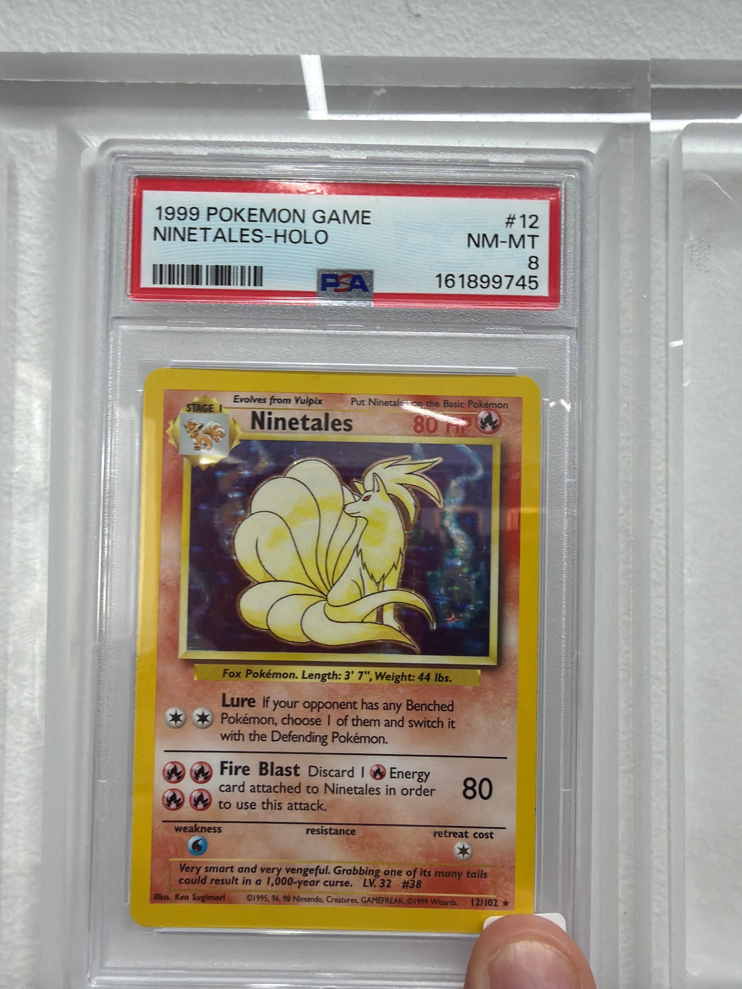 1999 POKEMON GAME NINETALES HOLO #12 PSA NEAR MINT 8