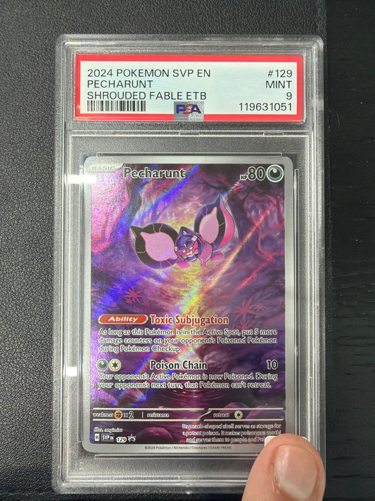 2024 POKEMON SVP EN PECHARUNT SHROUDED FABLE ETB #129 PSA MINT 9