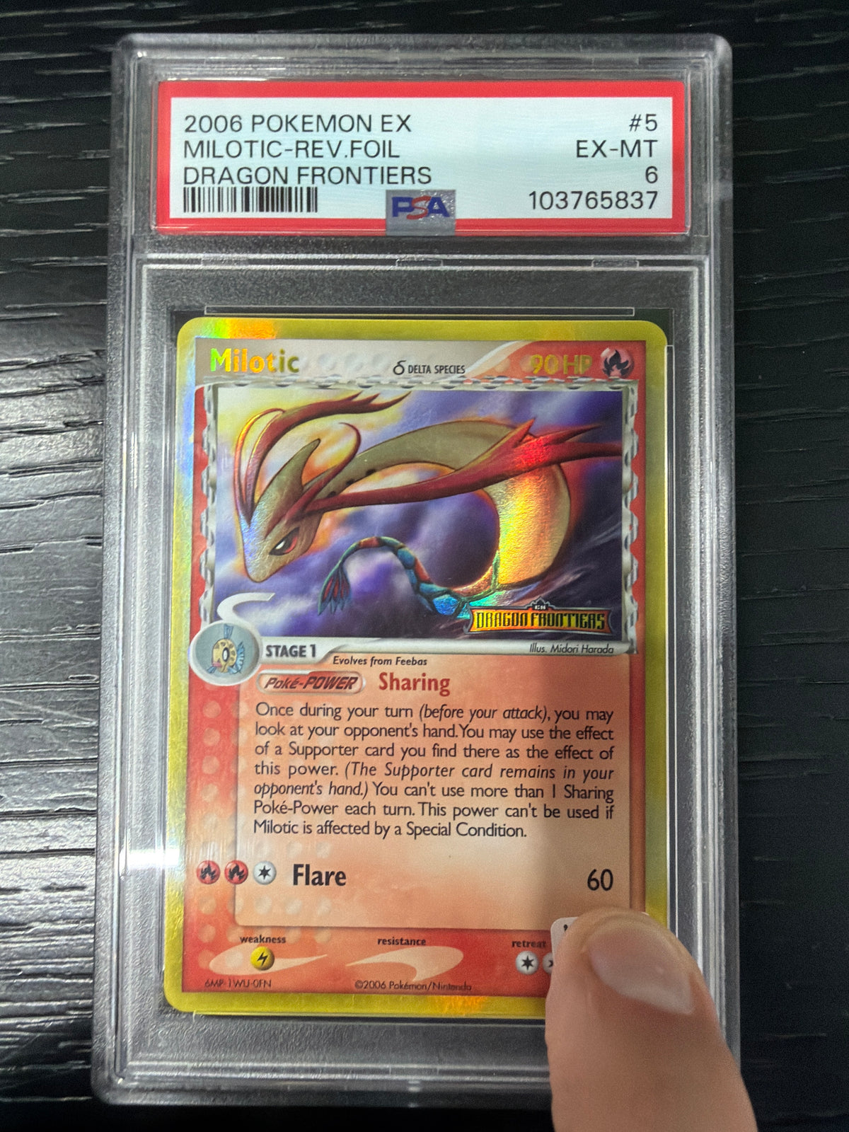 2006 POKEMON EX MILOTIC-REV FOIL DRAGON FRONTIERS #5 PSA EX-MINT 6