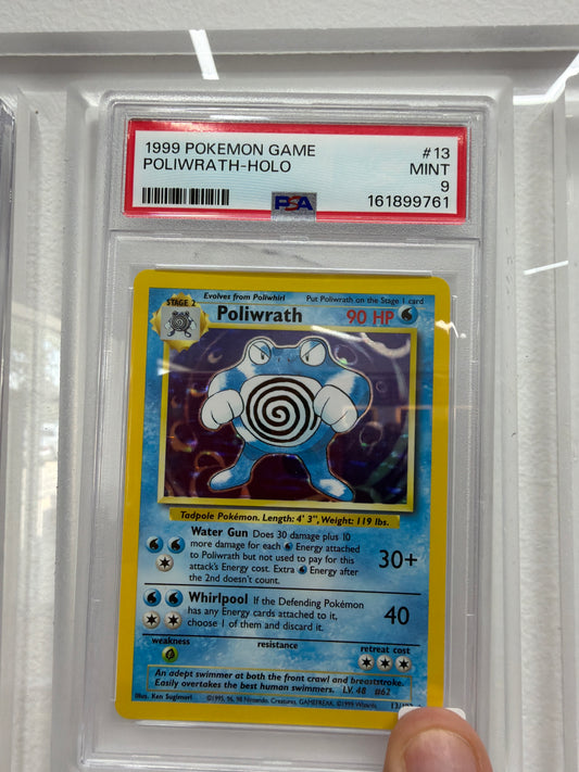 1999 POKEMON GAME POLIWRATH HOLO #13 PSA MINT 9