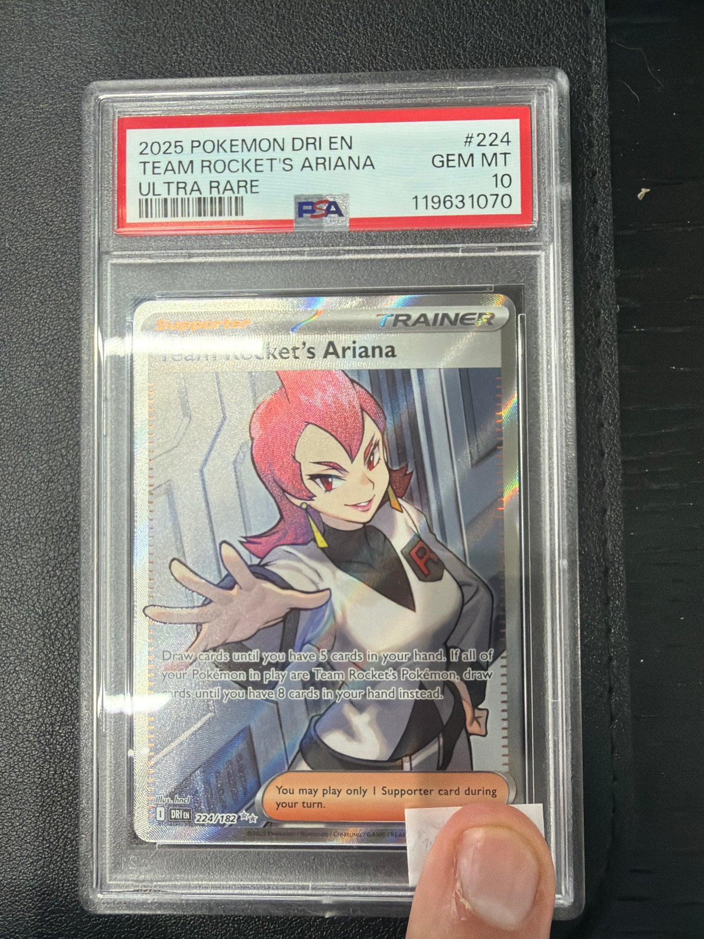 2025 POKEMON DRI EN TEAM ROCKET ARIANA ULTRA RARE #224 PSA GEM MINT 10