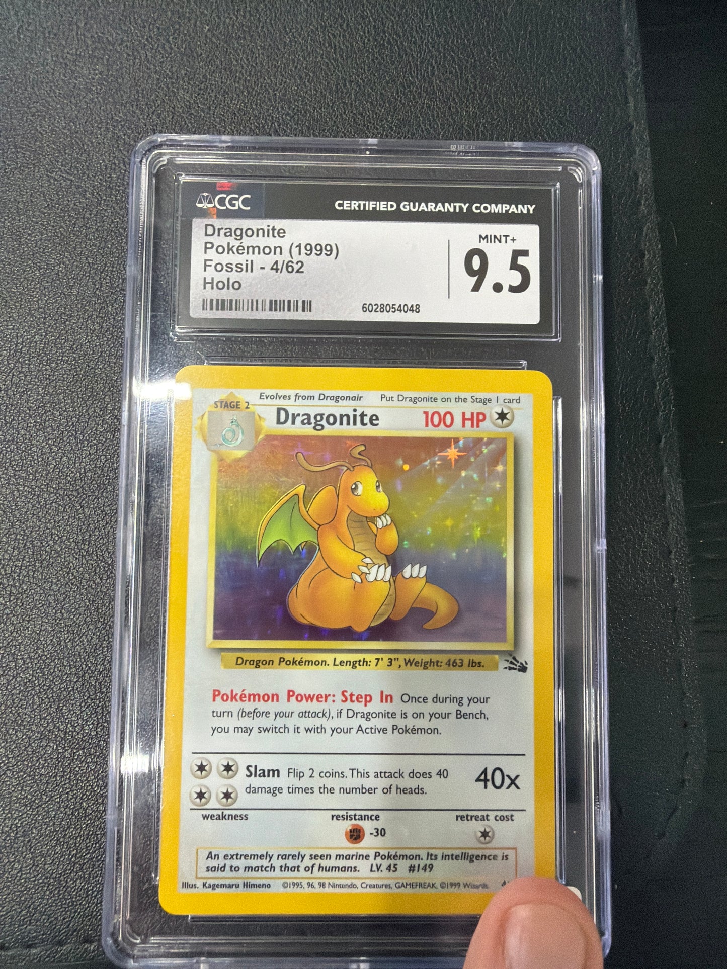 1999 DRAGONITE FOSSIL #4 HOLO CGC MINT+ 9.5