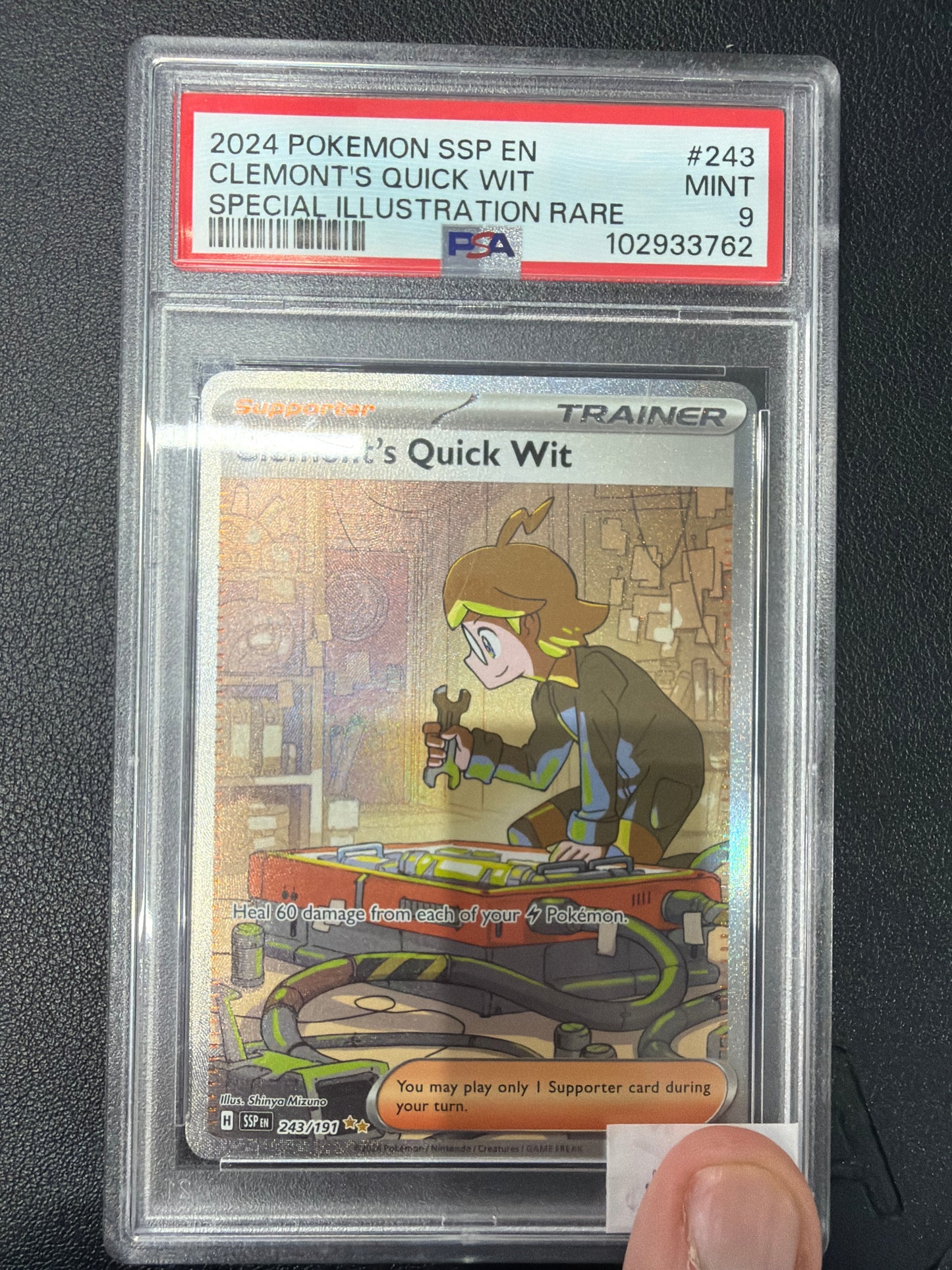 2024 POKEMON SSP EN CLEMONT'S QUICK WIT SPECIAL ILLUSTRATION RARE #243 PSA MINT 9