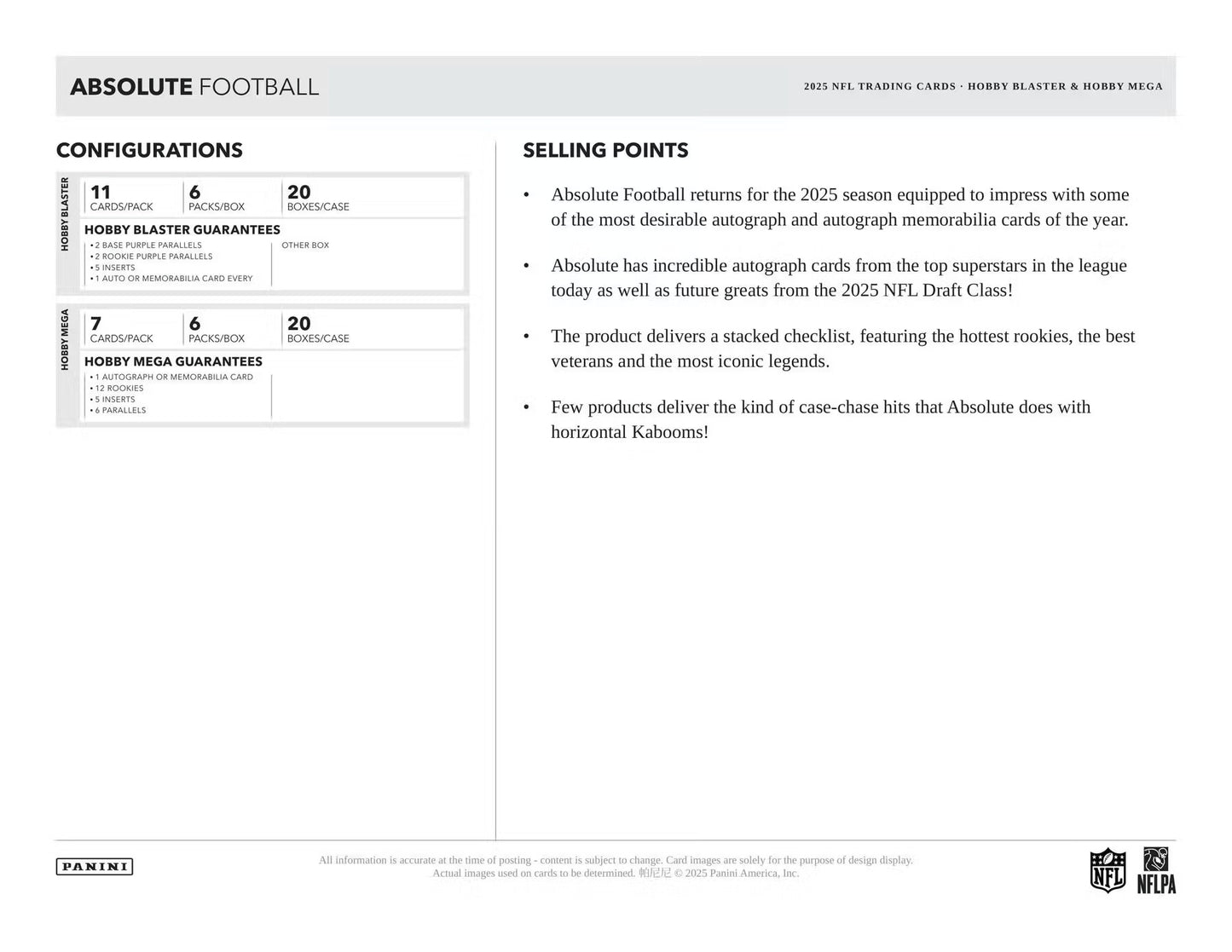 2025 Panini Absolute Football Blaster Hobby Box (Purple Parallels)