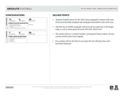 2025 Panini Absolute Football Blaster Hobby Box (Purple Parallels)