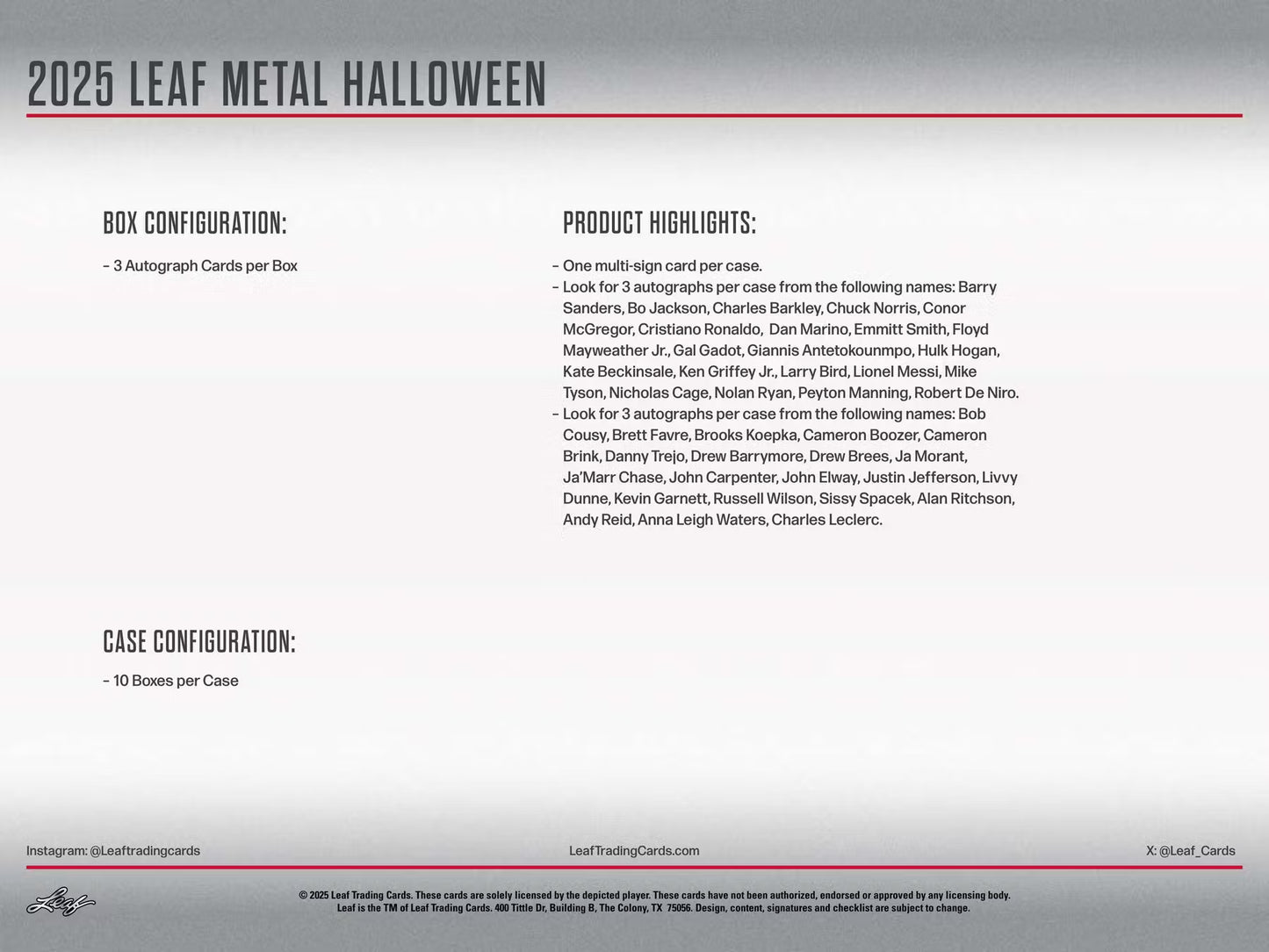 2025 Leaf Metal Halloween Hobby