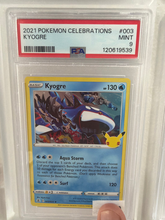 2021 POKEMON CELEBRATIONS KYOGRE #003 PSA MINT 9