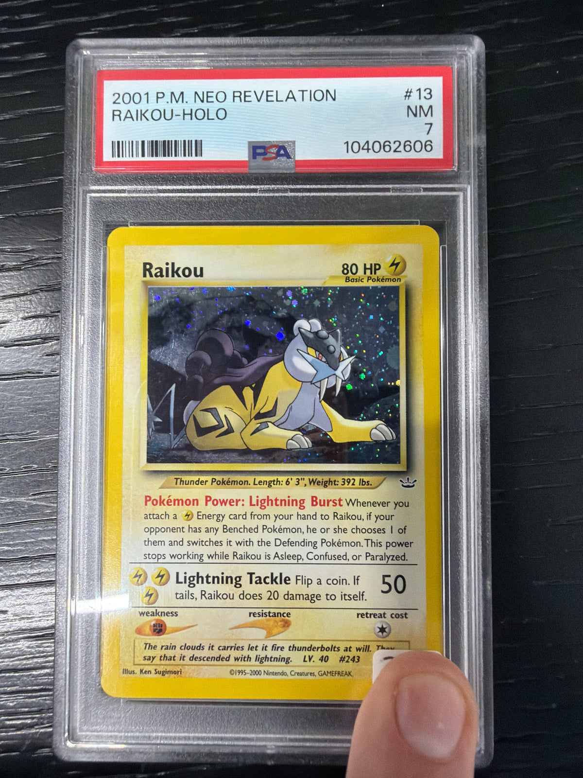 2001 PM NEO REVELATION RAIKOU HOLO #13 PSA NEAR MINT 7