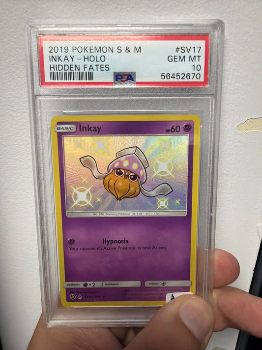 2019 POKEMON S&M INKAY - HOLO HIDDEN FATES #SV17 PSA GEM MINT 10