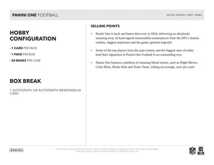 2024 Panini One Football Hobby Box