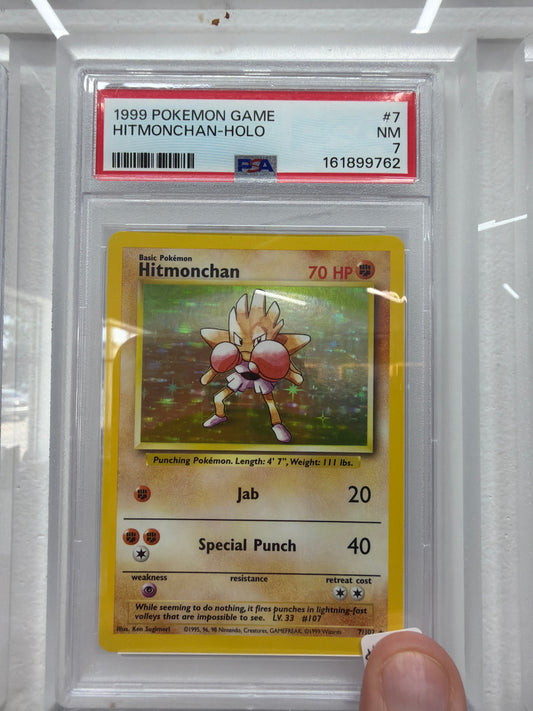 1999 POKEMON GAME HITMONCHAN HOLO #7 PSA NEAR MINT 7