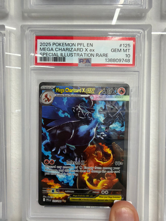 2025 POKEMON PFL EN MEGA CHARIZARD X EX SPECIAL ILLUSTRATION RARE #125 PSA GEM MINT 10