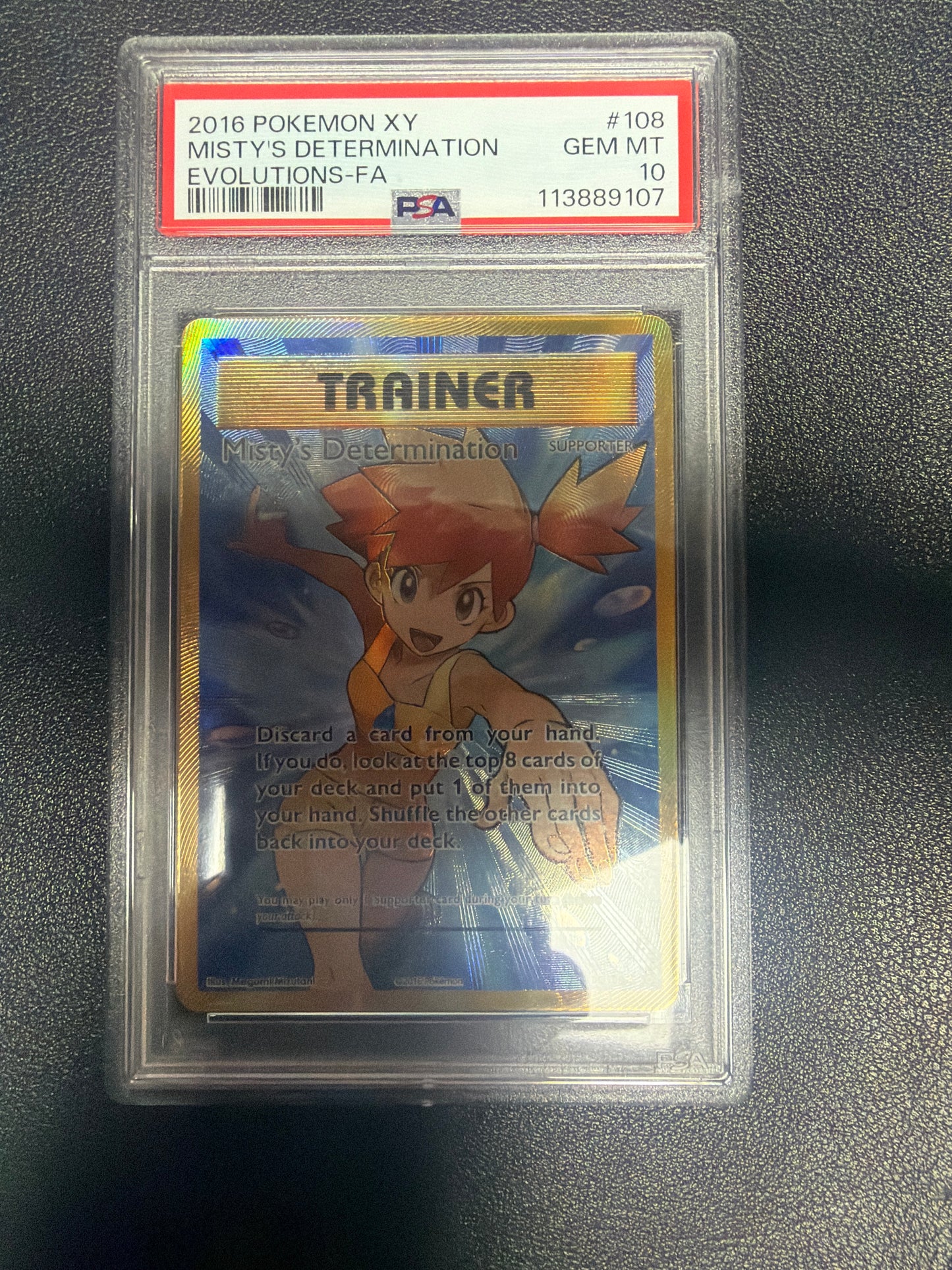 2016 POKEMON XY MISTY’S DETERMINATION EVOLUTIONS-FA #108 PSA GEM MINT 10