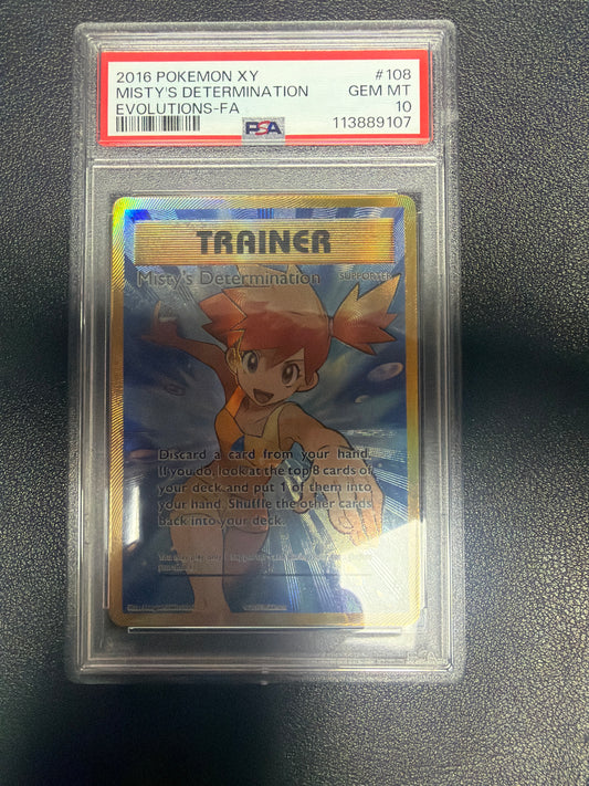 2016 POKEMON XY MISTY’S DETERMINATION EVOLUTIONS-FA #108 PSA GEM MINT 10