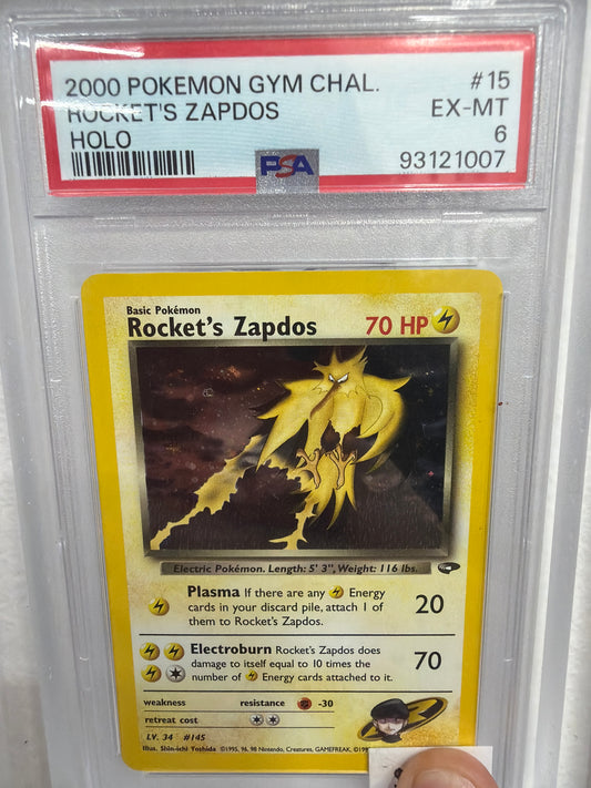 2000 POKEMON GYM CHAL ROCKETS ZAPADOS HOLO #15 PSA MINT 6