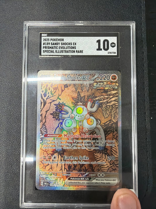 2025 POKEMON #159 SANDY SHOCKS EX PRISMATIC EVOLUTIONS SPECIAL ILLUSTRATION RARE SGC 10