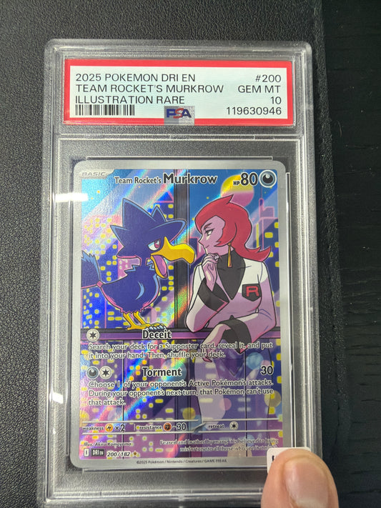 2025 POKEMON DRINEN TEAM ROCKET MURKROW ILLUSTRATION RARE #200 PSA GEM MINT 10