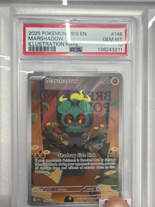 2025 POKEMON MEG EN-MEGA EVOLUTION #146 MARSHADOW ILLUSTRATION RARE PSA GEM MINT 10