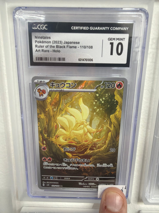 Ninetales Pokemon 2023 Japanese - Ruler of the Black Flame 110/108 - Art Rare Holo - GEM MINT 10