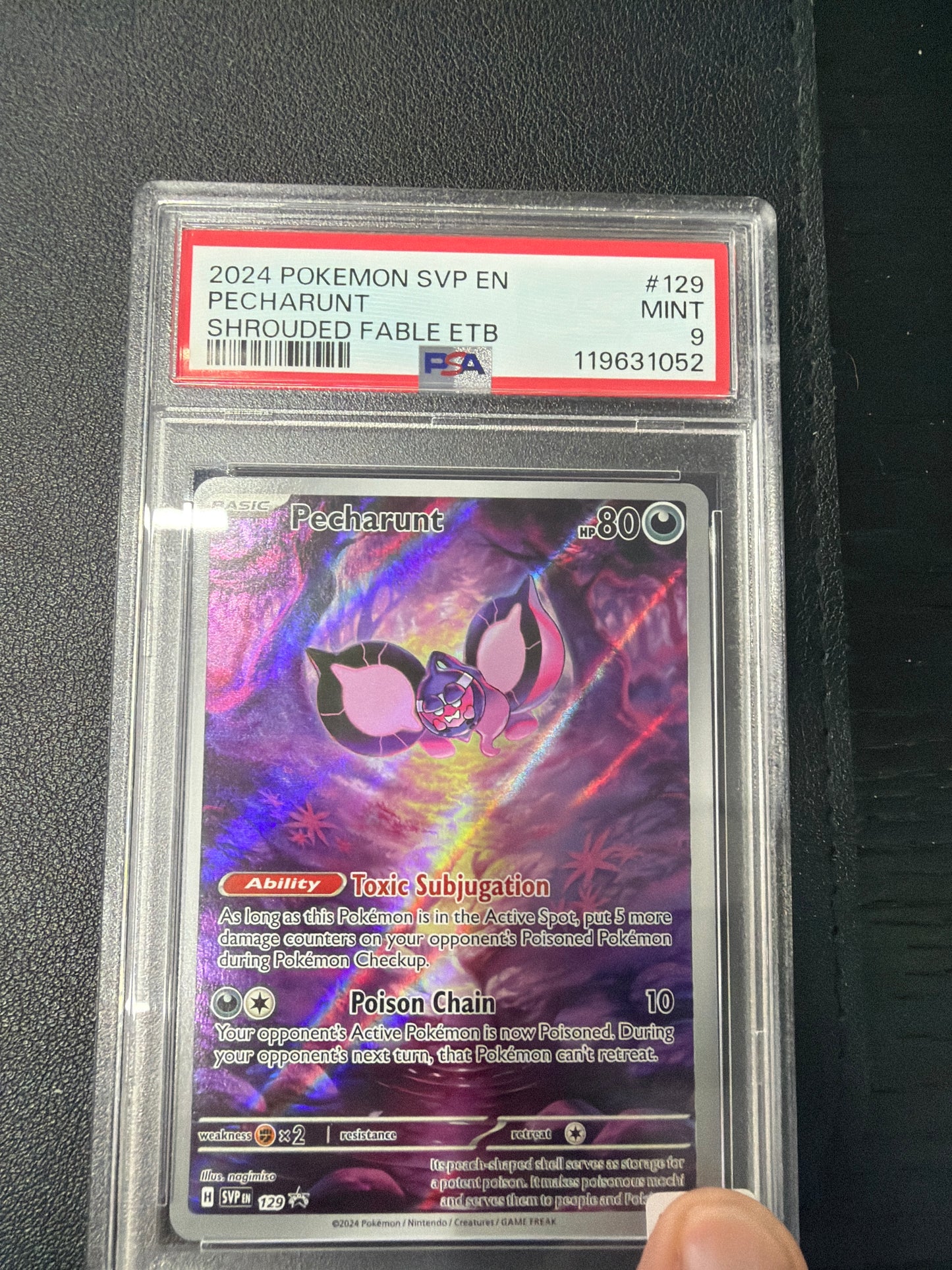 2024 POKEMON SVP EN PECHARUNT SHROUDED FABLE ETB #129 PSA MINT 9