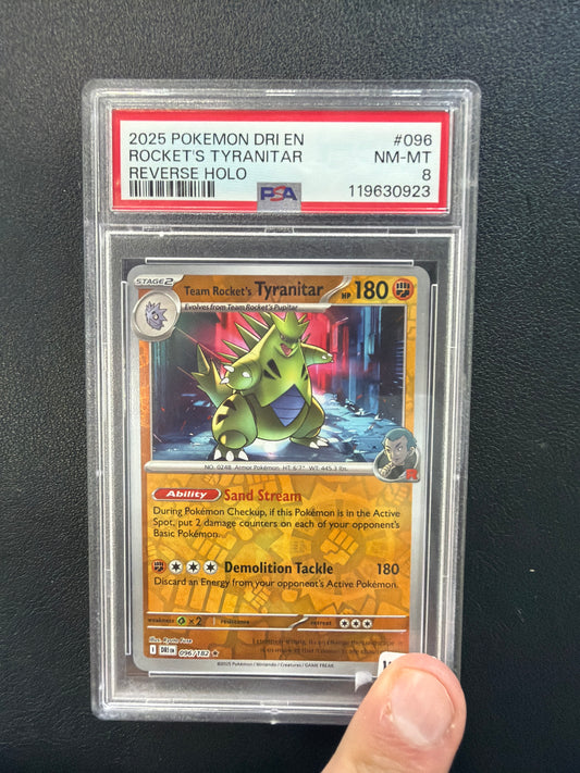 2025 POKEMON DRI EN TRYANITAR REVERSE HOLO #096 PSA MINT 8