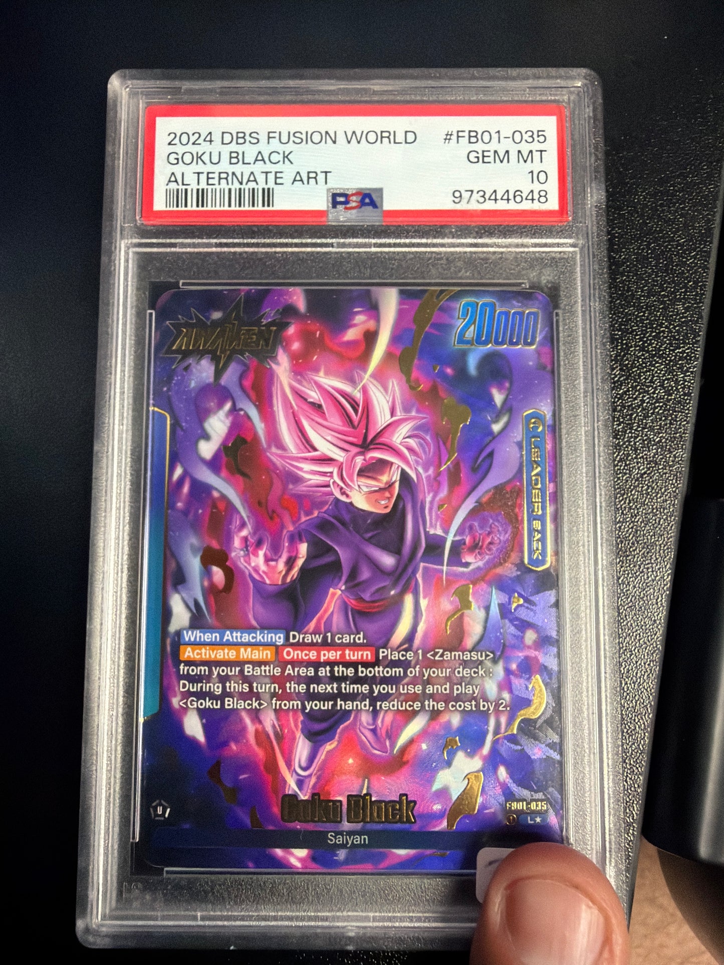 2024 DBS FUSION WORLD GOKU BLACK ALTERNATE ART #FB01-035 PSA GEM MINT 10