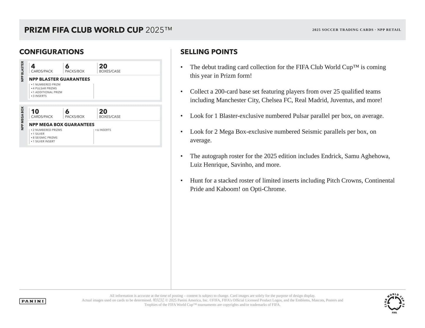 2025 Panini Prizm FIFA Club World Cup Soccer Mega Box
