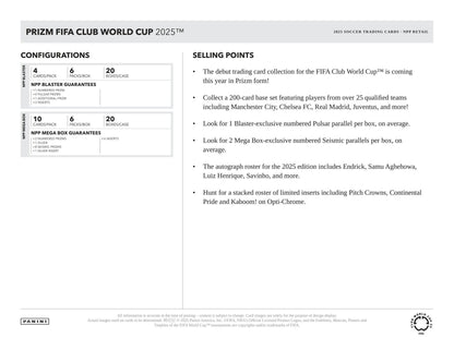 2025 Panini Prizm FIFA Club World Cup Soccer Mega Box