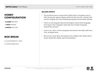 2025 Panini Impeccable Football Hobby Box