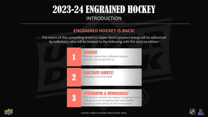 2023/24 Upper Deck Engrained Hockey Hobby Box