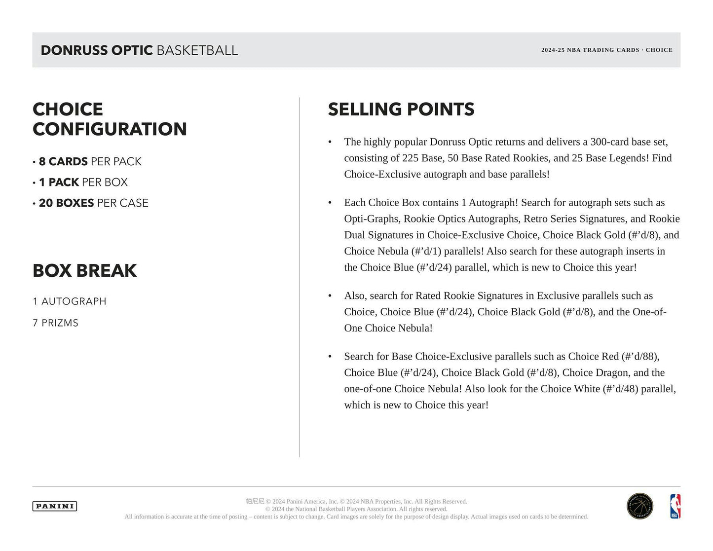 2024/25 Panini Donruss Optic Basketball Choice Box