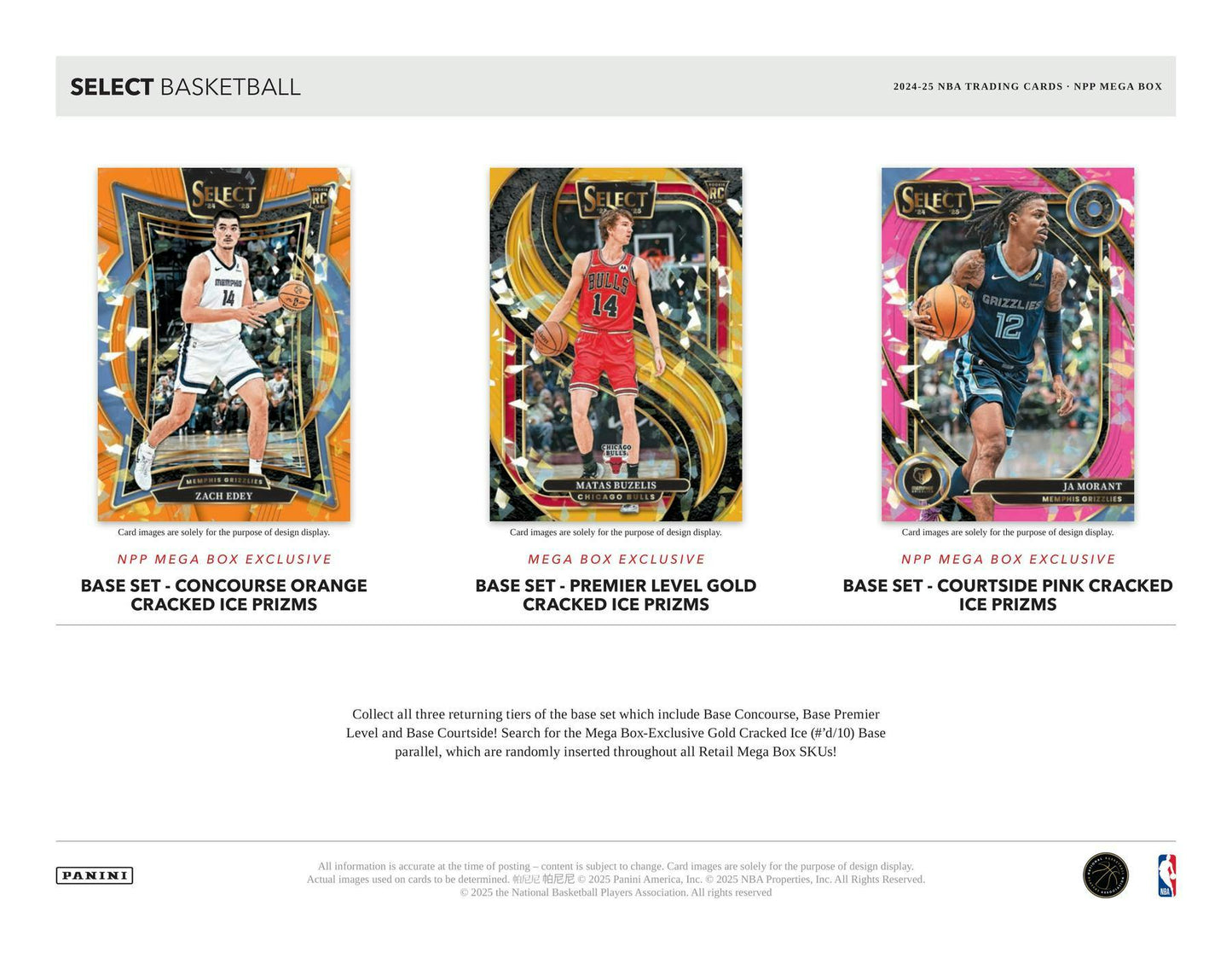 2024-25 Panini Select Basketball Mega Box – 40 Cards, Exclusive Red & Purple Cracked Ice Prizms