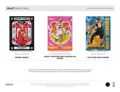 2024-25 Panini Select Basketball Mega Box – 40 Cards, Exclusive Red & Purple Cracked Ice Prizms