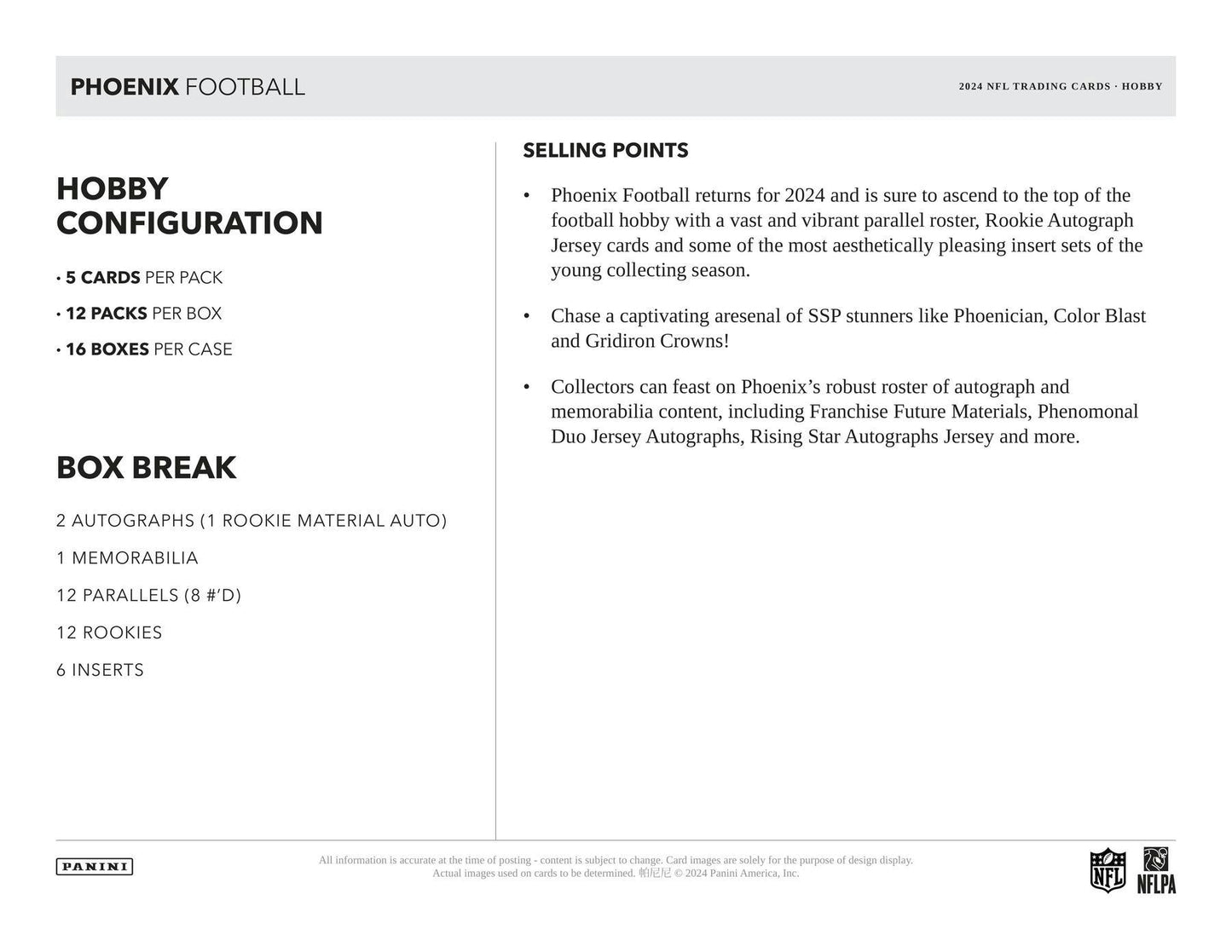 2024 Panini Phoenix Football Hobby Box