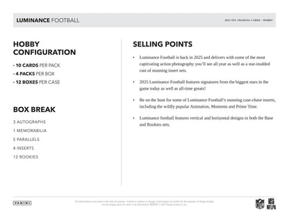 2025 Panini Luminance Football Hobby Box