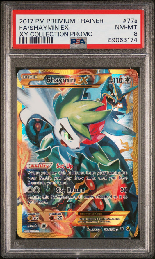 2017 POKEMON PREMIUM TRAINER XY COLLECTION PROMO #77A FA/SHAYMIN EX XY COLLECTION PROMO PSA 8