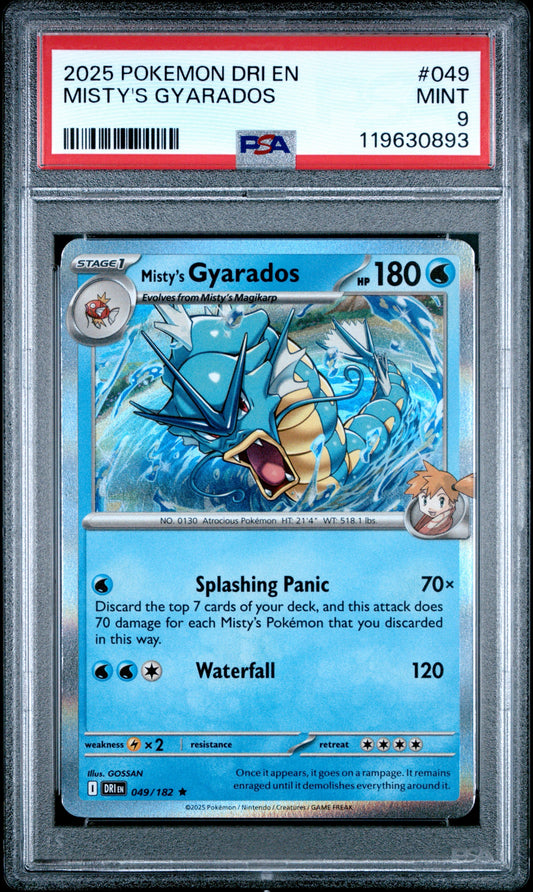 2025 POKEMON DRI EN-DESTINED RIVALS #049 MISTY'S GYARADOS PSA MINT 9