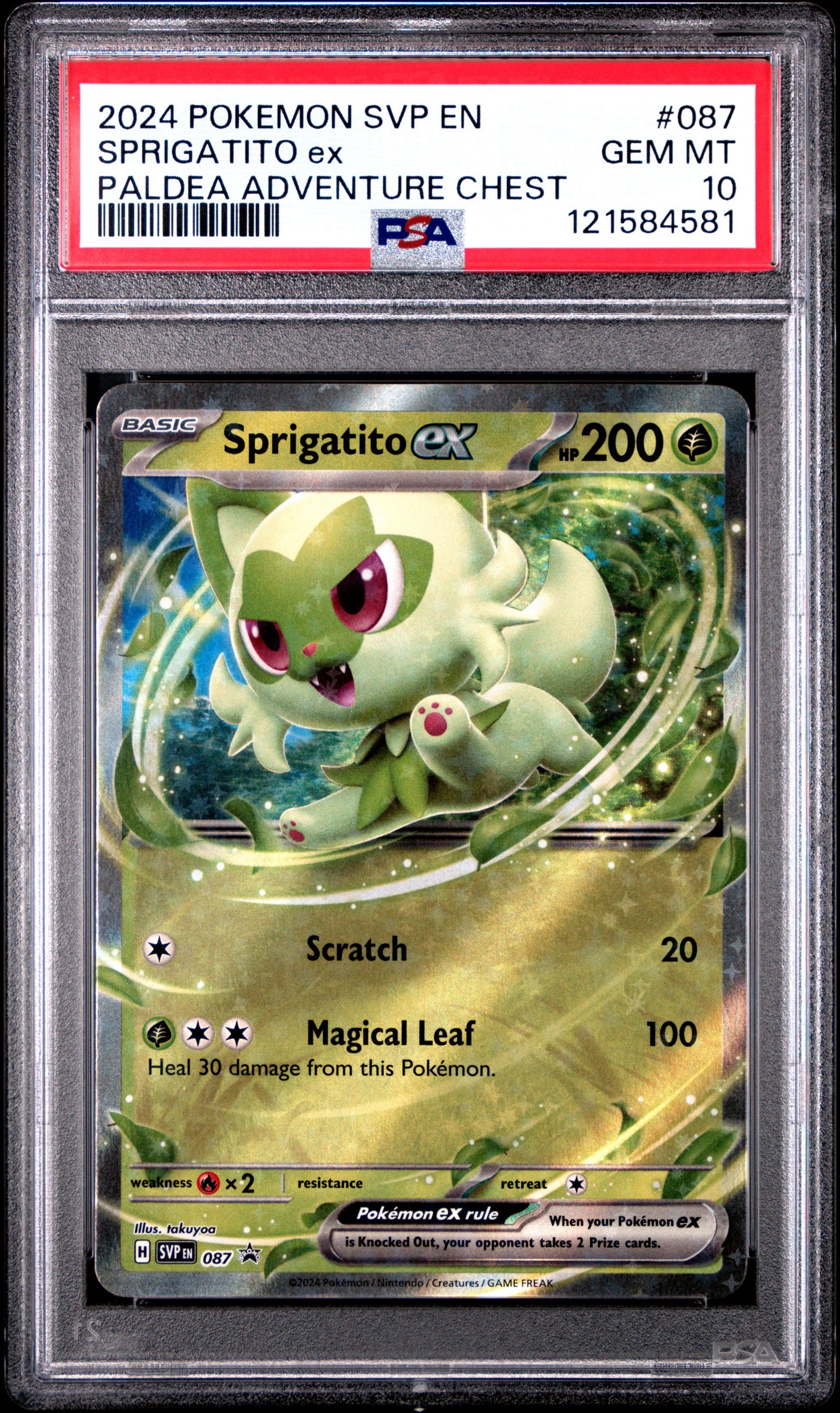 2024 POKEMON SVP EN-SV BLACK STAR PROMO #087 SPRIGATITO EX PALDEA ADVENTURE CHEST PSA GEM MINT 10