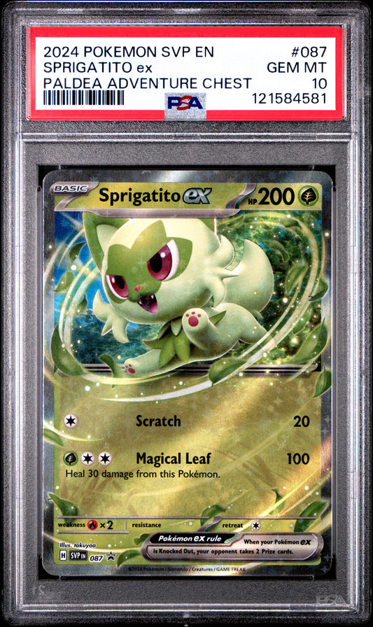 2024 POKEMON SVP EN-SV BLACK STAR PROMO #087 SPRIGATITO EX PALDEA ADVENTURE CHEST PSA GEM MINT 10