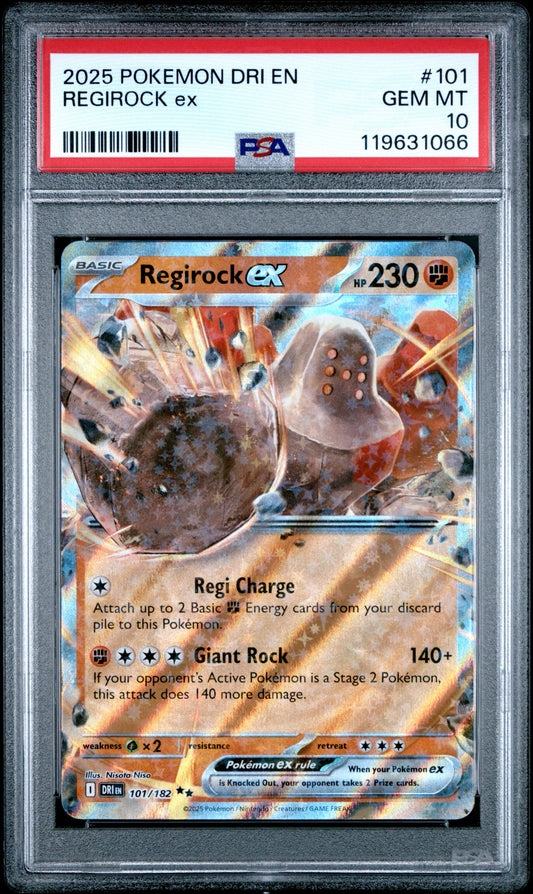 2025 POKEMON DRI EN-DESTINED RIVALS #101 REGIROCK EX PAM GEM MINT 10