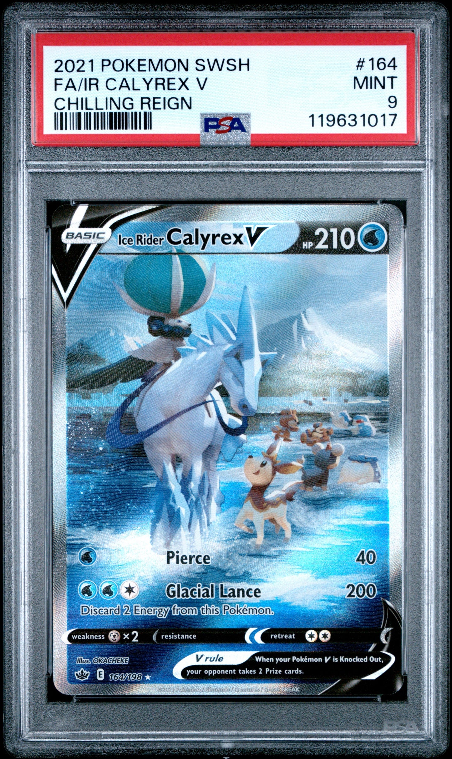 2021 POKEMON SWORD & SHIELD CHILLING REIGN #164 FA/IR CALYREX V CHILLING REIGN PSA MINT 9