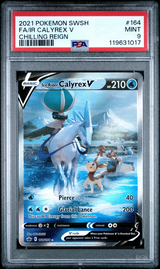 2021 POKEMON SWORD & SHIELD CHILLING REIGN #164 FA/IR CALYREX V CHILLING REIGN PSA MINT 9