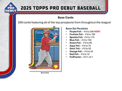 2025 Topps Pro Debut Baseball Hobby Jumbo Box