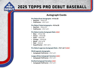 2025 Topps Pro Debut Baseball Hobby Jumbo Box