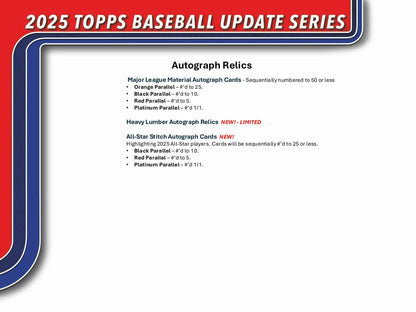 2025 Topps Update Series Baseball 7-Pack Blaster Box