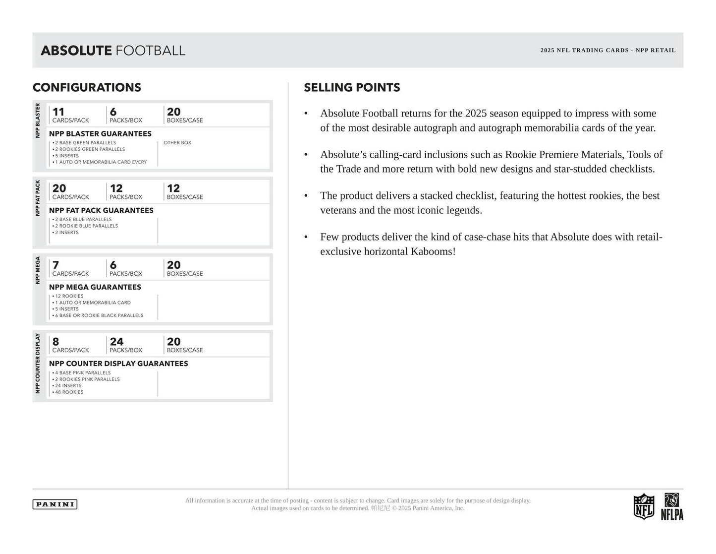 2025 Panini Absolute Football 6-Pack Blaster Box