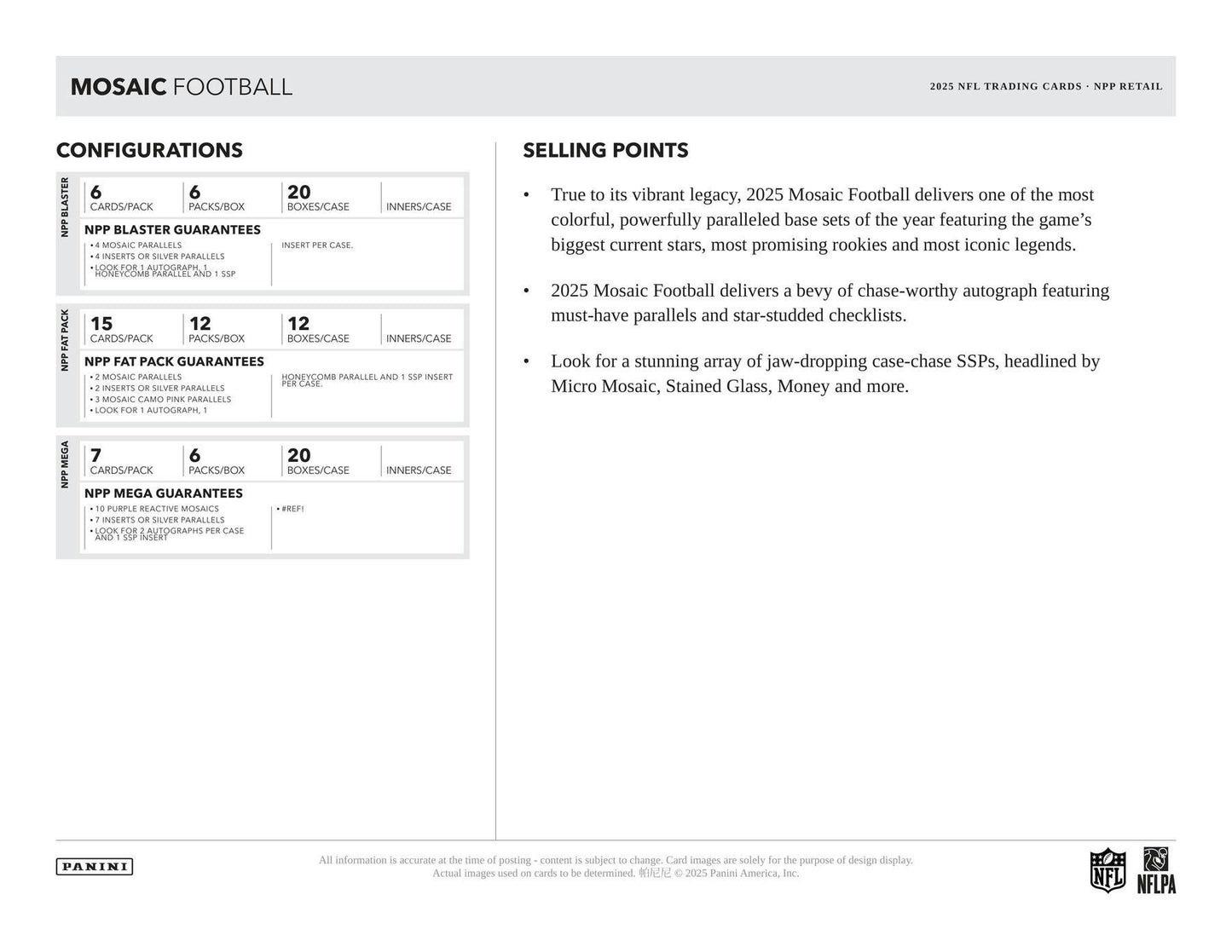2025 Panini Mosaic Football 6-Pack Blaster Box