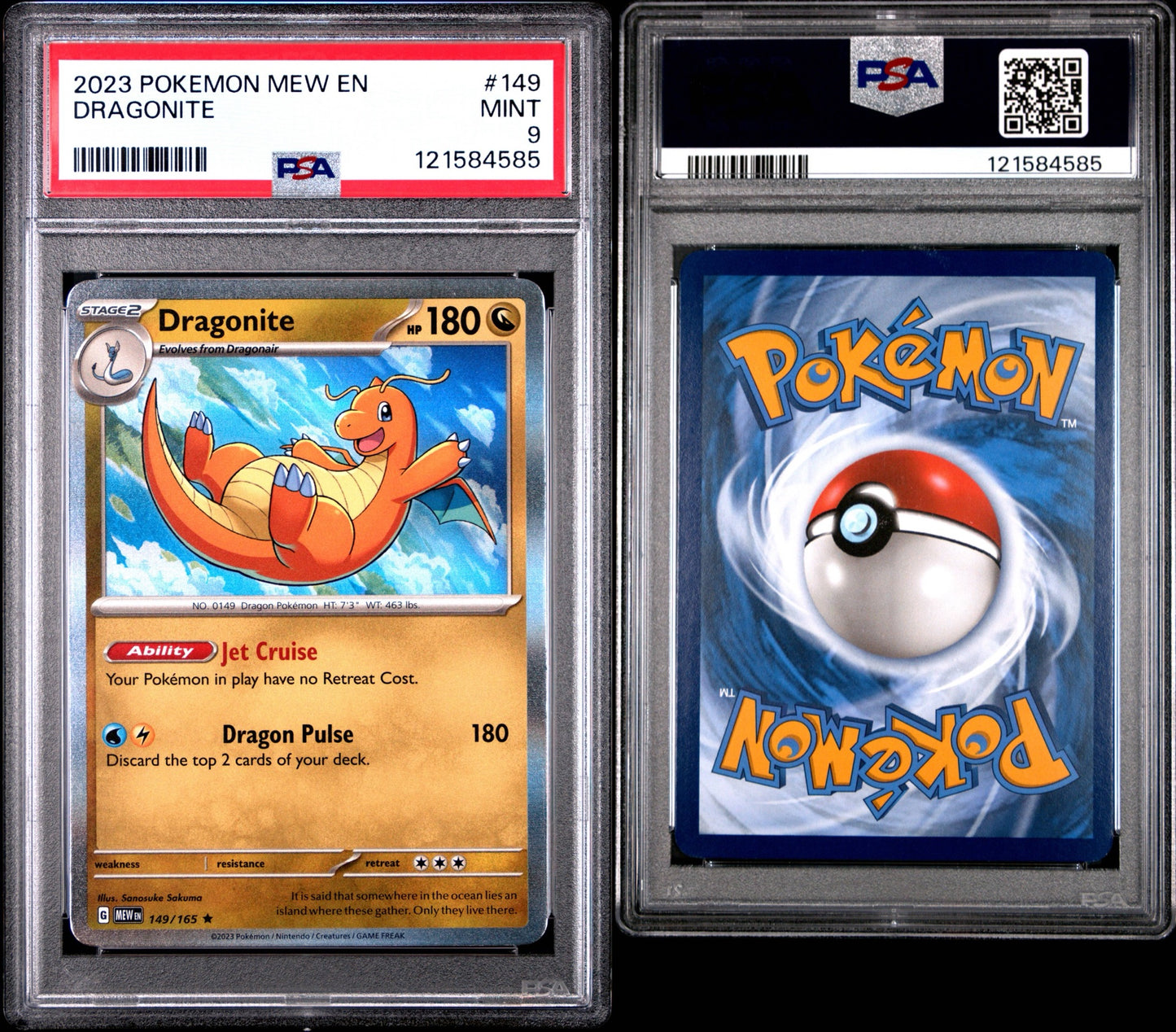 2023 POKEMON MEW EN-151 #149 DRAGONITE PSA MINT 9